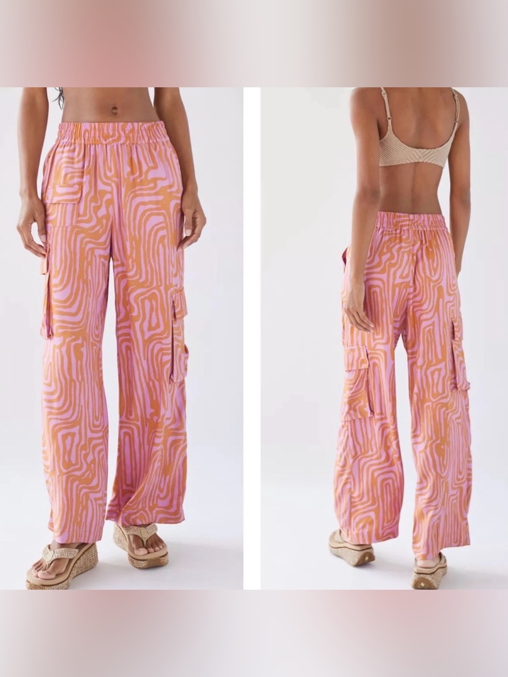Urban Outfitters Sophie Printed Pull-on Cargo Pants Medium